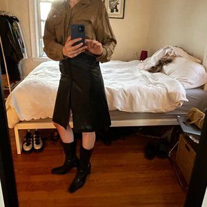 Vintage Paul & Joe Shiny Acetate Skirt w Slit